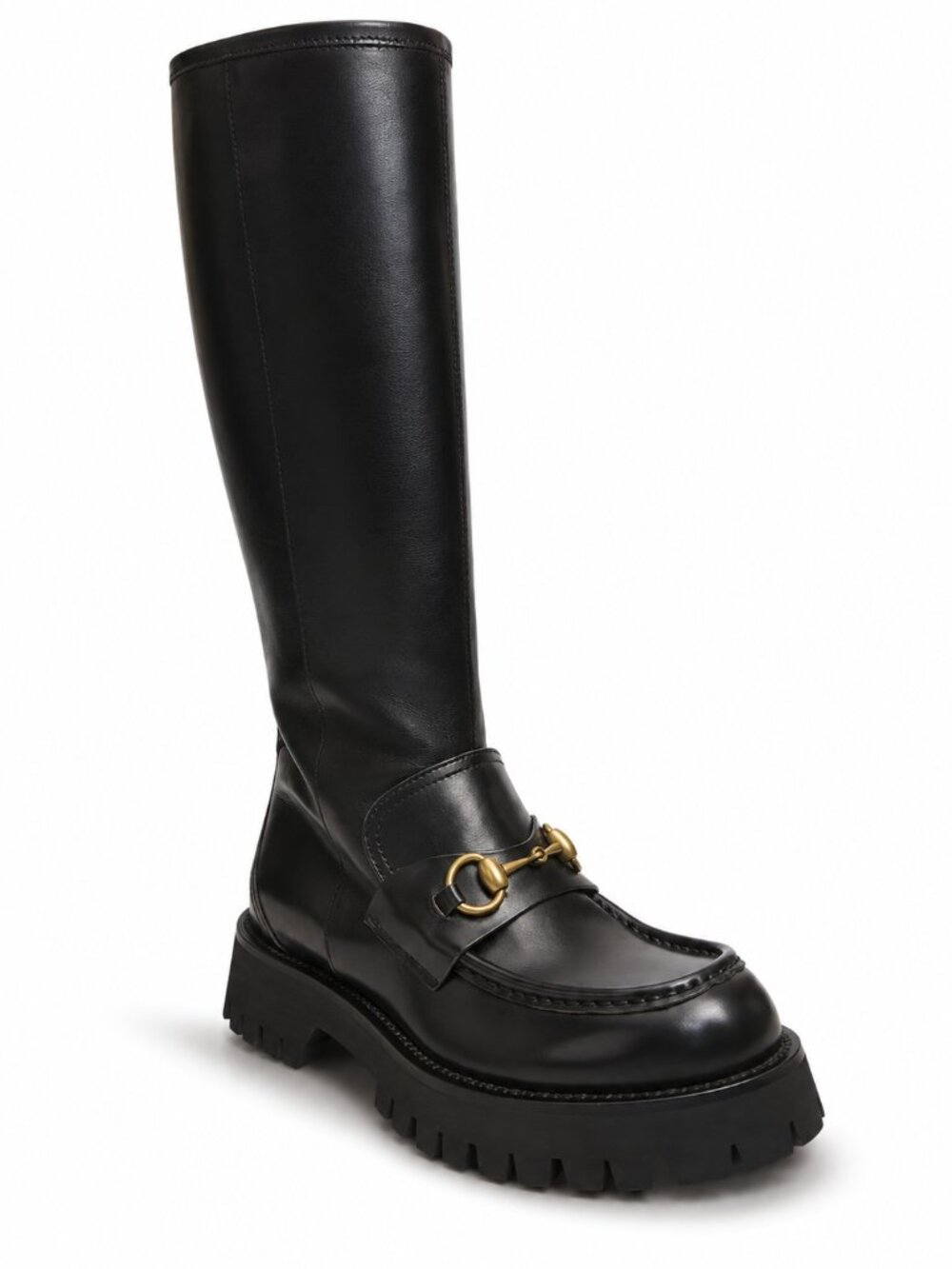 Gucci 1955 Horsebit Harald Leather Lug Sole Knee High Boots